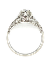 Load image into Gallery viewer, Art Deco .55ct (G-H SI) Old Mine Diamond Platinum Ring (Vintage 1930s)
