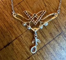 Load image into Gallery viewer, Edwardian .50ct Diamond Pearl Platinum+18KY Pendant (Antique 1910s)