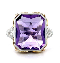 Load image into Gallery viewer, Original Art Deco 6.50ct Amethyst 18KW Ring