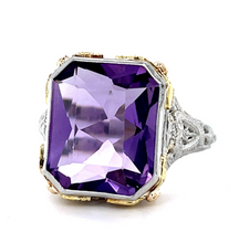 Load image into Gallery viewer, Original Art Deco 6.50ct Amethyst 18KW Ring
