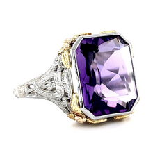 Load image into Gallery viewer, Original Art Deco 6.50ct Amethyst 18KW Ring