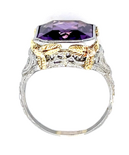 Load image into Gallery viewer, Original Art Deco 6.50ct Amethyst 18KW Ring