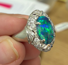 Load image into Gallery viewer, 3.08ct Australian Black Opal pLatinum Ring