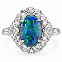 Load image into Gallery viewer, 3.08ct Australian Black Opal pLatinum Ring