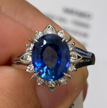 Load image into Gallery viewer, 2.95ct Oval No Heat Sapphire Platinum Ring