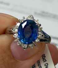 Load image into Gallery viewer, 2.95ct Oval No Heat Sapphire Platinum Ring