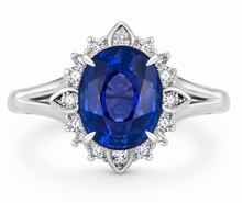 Load image into Gallery viewer, 2.95ct Oval No Heat Sapphire Platinum Ring