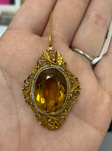 Load image into Gallery viewer, 14k 35.00 CTW Citrine &amp; Pearl Pendant