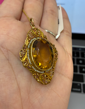 Load image into Gallery viewer, 14k 35.00 CTW Citrine &amp; Pearl Pendant