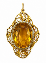 Load image into Gallery viewer, 14k 35.00 CTW Citrine &amp; Pearl Pendant