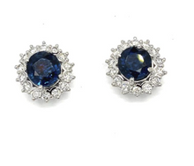 Load image into Gallery viewer, 2.75ct Sapphire .51ct Platinum Earrings