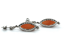 Load image into Gallery viewer, 13ct Coral + Onyx PT Handmade Drop Earrings