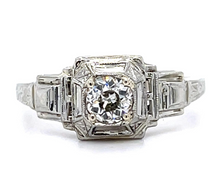 Load image into Gallery viewer, Original Art Deco .33ct Old European Diamond 18KW Ring (Antique 1920s)