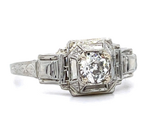Load image into Gallery viewer, Original Art Deco .33ct Old European Diamond 18KW Ring (Antique 1920s)