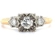 Load image into Gallery viewer, 1940s Ring 14KY 2 Tone Diamond .36 carats | Side Diamonds .16ct