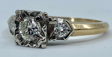Load image into Gallery viewer, 1940s Ring 14KY 2 Tone Diamond .36 carats | Side Diamonds .16ct