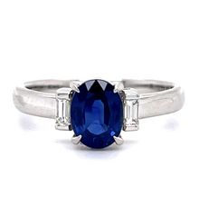 Load image into Gallery viewer, 1.25ct Sapphire .11ct Diamond Platinum Ring