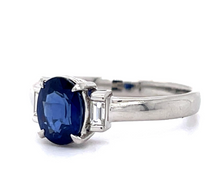 Load image into Gallery viewer, 1.25ct Sapphire .11ct Diamond Platinum Ring