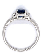 Load image into Gallery viewer, 1.25ct Sapphire .11ct Diamond Platinum Ring