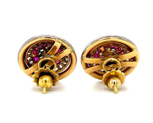 Load image into Gallery viewer, Art Deco 1.50ct Diamonds .40ct Ruby PT + 18KY Stud Earrings