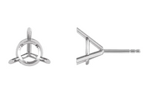 Load image into Gallery viewer, 14K White Gold 6.5 mm Round Tall 3-Prong Cocktail-Style Earring Mounting