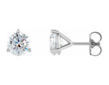 Load image into Gallery viewer, 14K White Gold 6.5 mm Round Tall 3-Prong Cocktail-Style Earring Mounting
