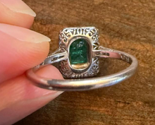 Load image into Gallery viewer, .64ct Colombian Emerald .58ct Diamond PT Handmade Ring