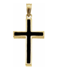 Load image into Gallery viewer, 14K Yellow Gold &amp; Black Epoxy Cross Necklace
