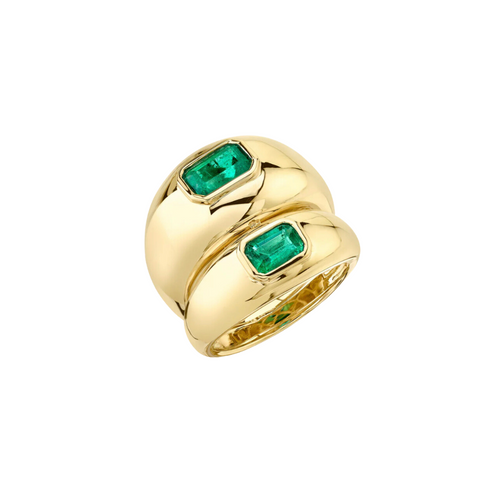 DOUBLE BALLOON RING WITH EMERALDS