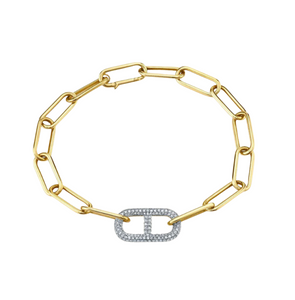 STIRRUP LINK BRACELET WITH WHITE PAVÉ DIAMONDS