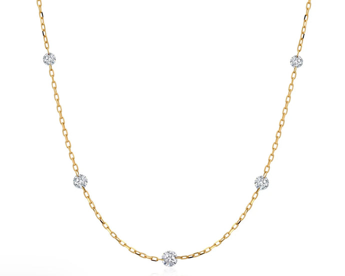 1 Ct Floating Diamond Station Necklace