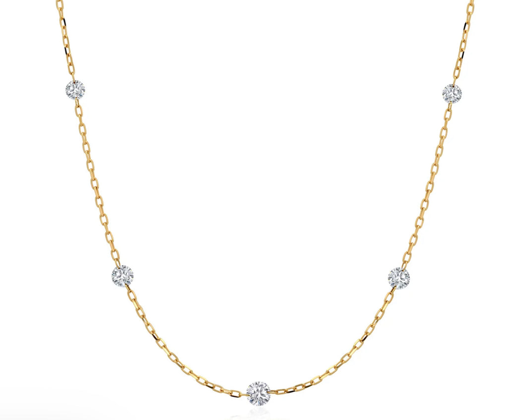 1 Ct Floating Diamond Station Necklace