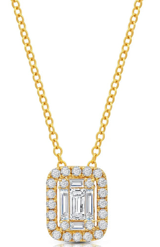 gold chain stacking necklace with diamond stone by engagement ring designer parker bingham jewelers