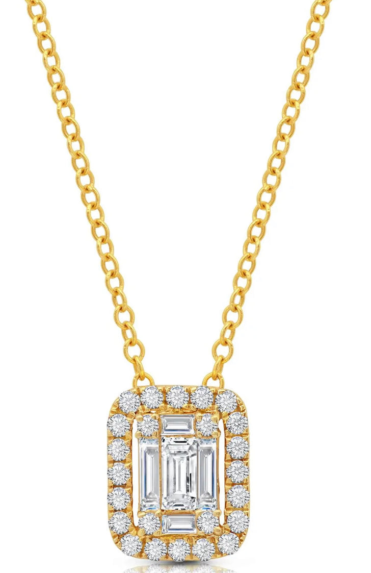 gold chain stacking necklace with diamond stone by engagement ring designer parker bingham jewelers