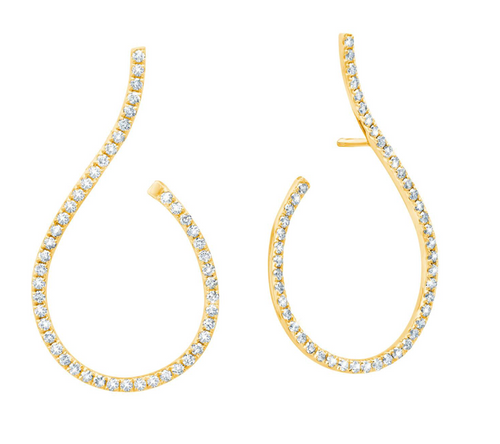 gold diamond hoop earring by engagement ring designer parker bingham jewelers