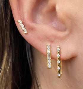 Classic Small Rectangular Diamond Hoops