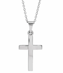 Sterling Silver Cross Necklace, 18"