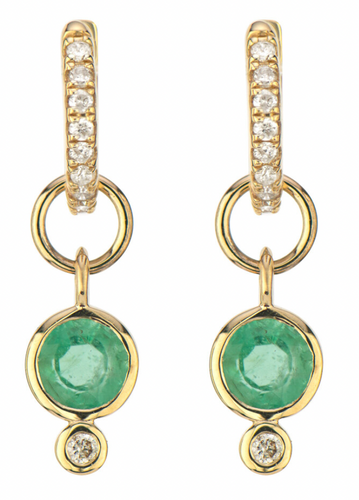 Gold earring with emerald stone from engagement ring designer Parker Bingham Jewelers in Florence, Alabama