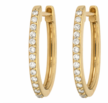 Load image into Gallery viewer, Classic Small Oval Pave Hoops