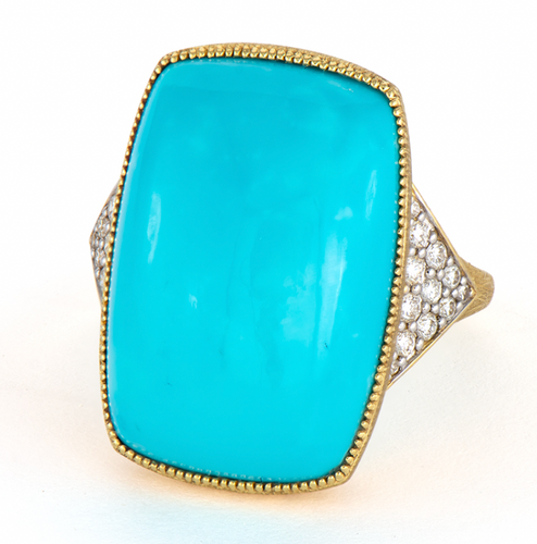 Lisse Cushion Cut Cabochon Turquoise Ring