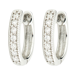 Diamond Huggie Hoop Earrings- White