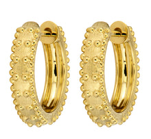 Load image into Gallery viewer, Plain Gold Hoop with Trio Beaded Detail