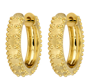 Plain Gold Hoop with Trio Beaded Detail