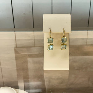 Double Aquamarine and Diamond Earrings